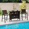 Coffee Outdoor Patio Bar Set with Storage 3 Piece Metal Fabric Bar Table and Chairs Ergonomic